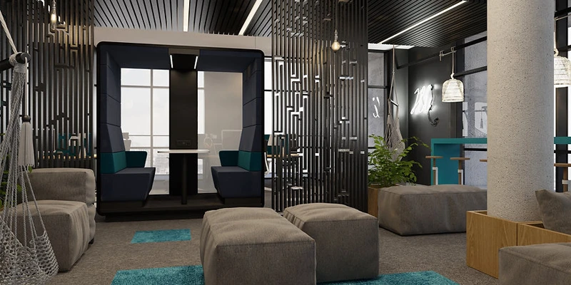 Espace VIP avec coussins et poufs